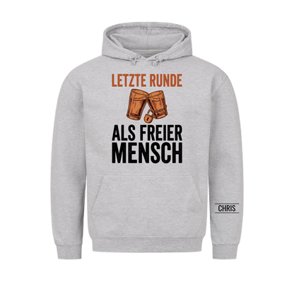 Letzte Runde als freier Mensch - Geschenk zum Junggesellenabschied & JGA - Personalisiertes Shirt