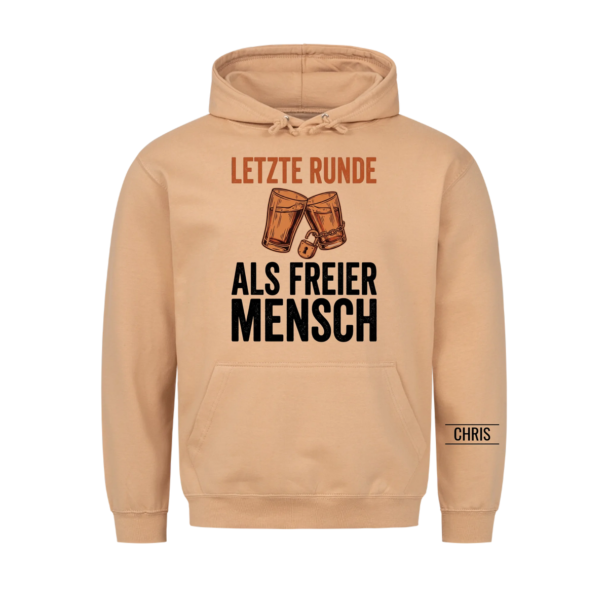 Letzte Runde als freier Mensch - Geschenk zum Junggesellenabschied & JGA - Personalisiertes Shirt