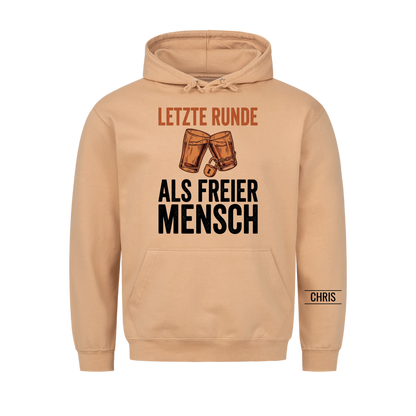 Letzte Runde als freier Mensch - Geschenk zum Junggesellenabschied & JGA - Personalisiertes Shirt