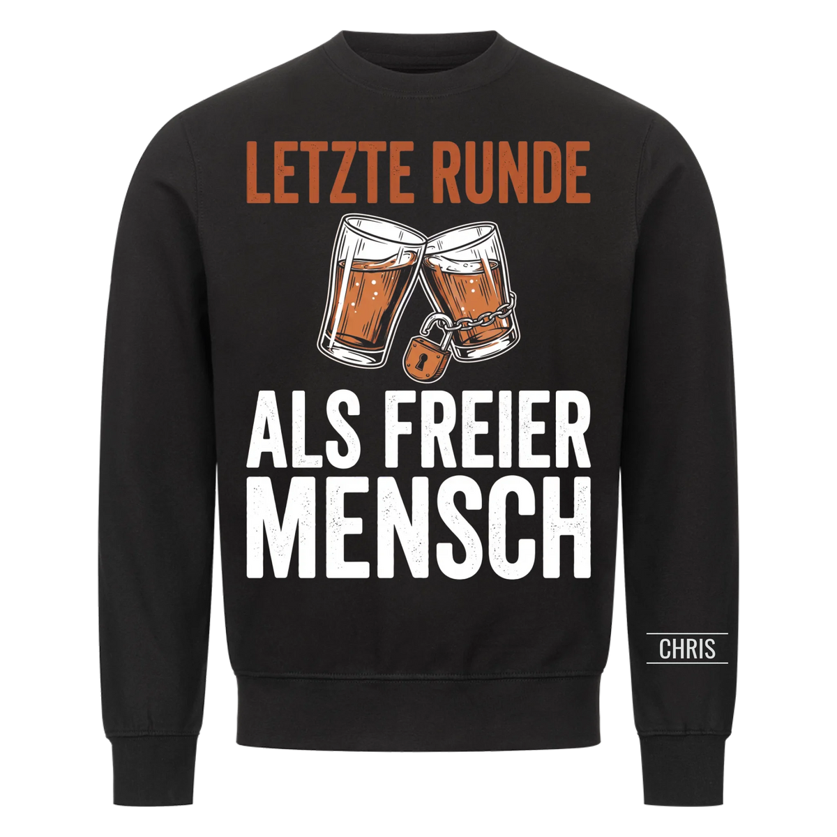 Letzte Runde als freier Mensch - Geschenk zum Junggesellenabschied & JGA - Personalisiertes Shirt