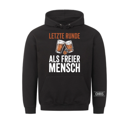Letzte Runde als freier Mensch - Geschenk zum Junggesellenabschied & JGA - Personalisiertes Shirt