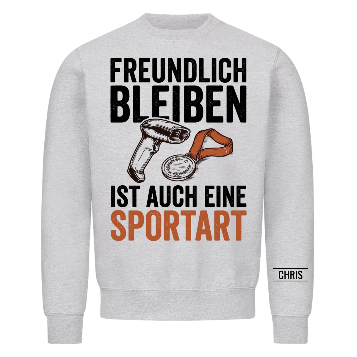 Freundlich bleiben ist auch eine Sportart - Lustiges Geschenk für Einzelhandel, Kasse & Service - Personalisiertes Shirt