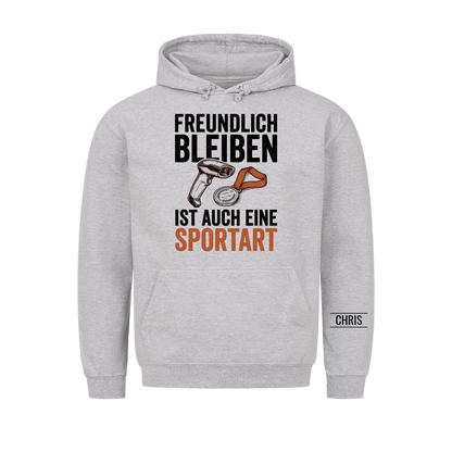 Freundlich bleiben ist auch eine Sportart - Lustiges Geschenk für Einzelhandel, Kasse & Service - Personalisiertes Shirt