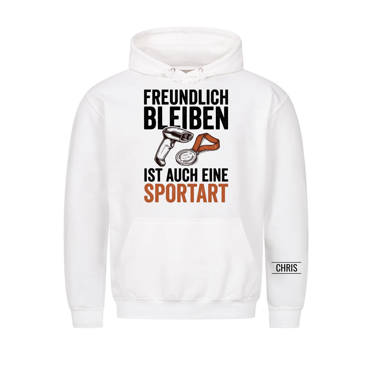 Freundlich bleiben ist auch eine Sportart - Lustiges Geschenk für Einzelhandel, Kasse & Service - Personalisiertes Shirt