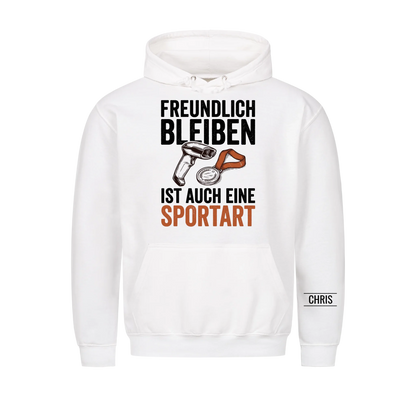 Freundlich bleiben ist auch eine Sportart - Lustiges Geschenk für Einzelhandel, Kasse & Service - Personalisiertes Shirt