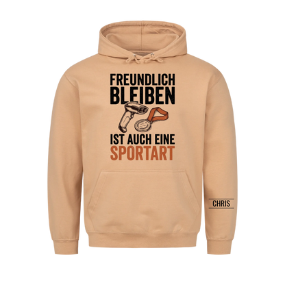 Freundlich bleiben ist auch eine Sportart - Lustiges Geschenk für Einzelhandel, Kasse & Service - Personalisiertes Shirt