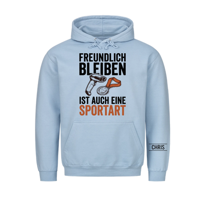 Freundlich bleiben ist auch eine Sportart - Lustiges Geschenk für Einzelhandel, Kasse & Service - Personalisiertes Shirt