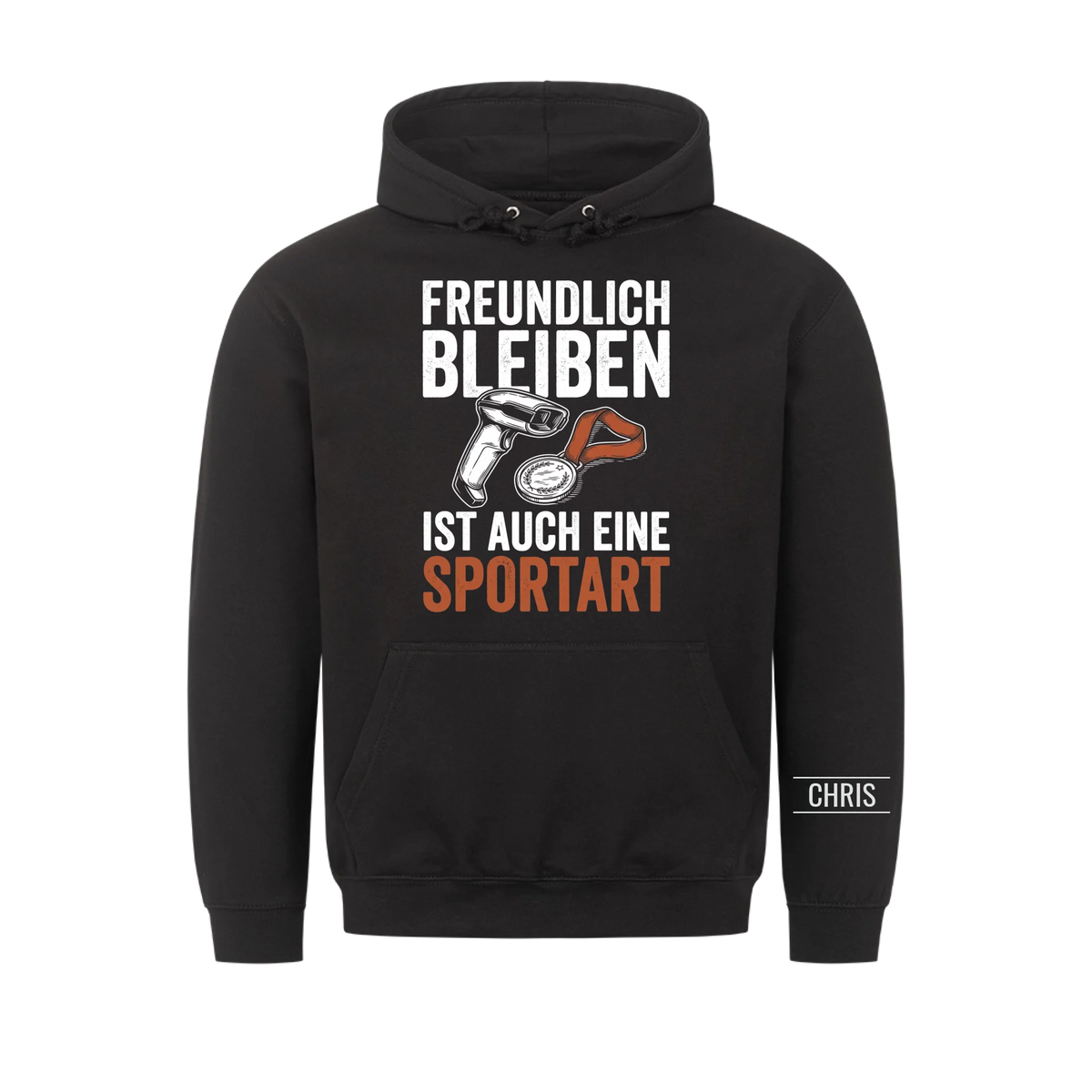 Freundlich bleiben ist auch eine Sportart - Lustiges Geschenk für Einzelhandel, Kasse & Service - Personalisiertes Shirt
