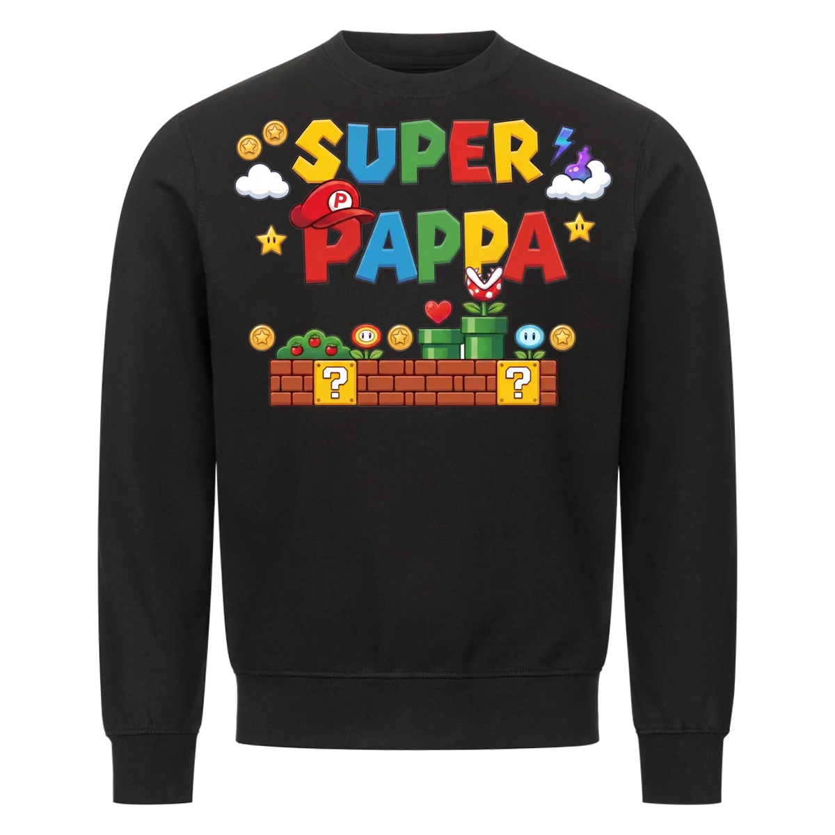 Super Pappa t-shirt med barnens namn på ärmen. Personlig present till pappa