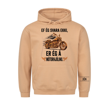 Ef ég svara ekki er ég á mótorhjólinu. Persónulegur bolur með nafni