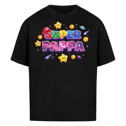Super Pappa Galaxy T-skjorte med barnas navn og figurer. Farsdagsgave