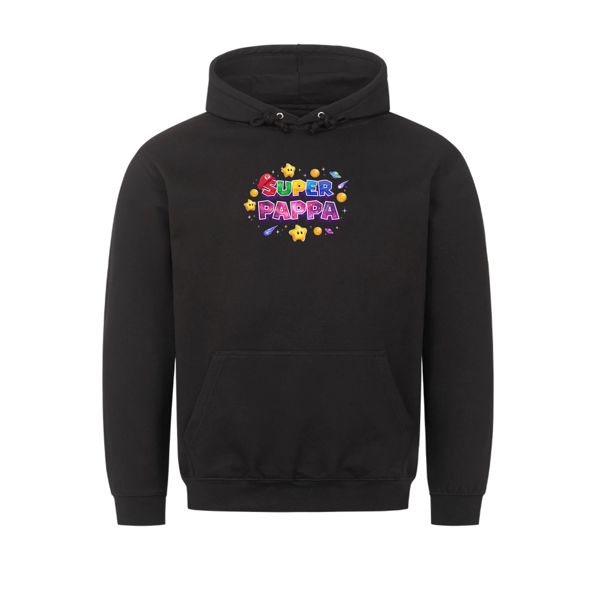 Super Pappa Galaxy T-skjorte med barnas navn og figurer. Farsdagsgave