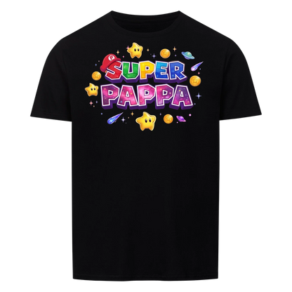 Super Pappa Galaxy t-shirt med barnens namn och figurer. Fars dag present