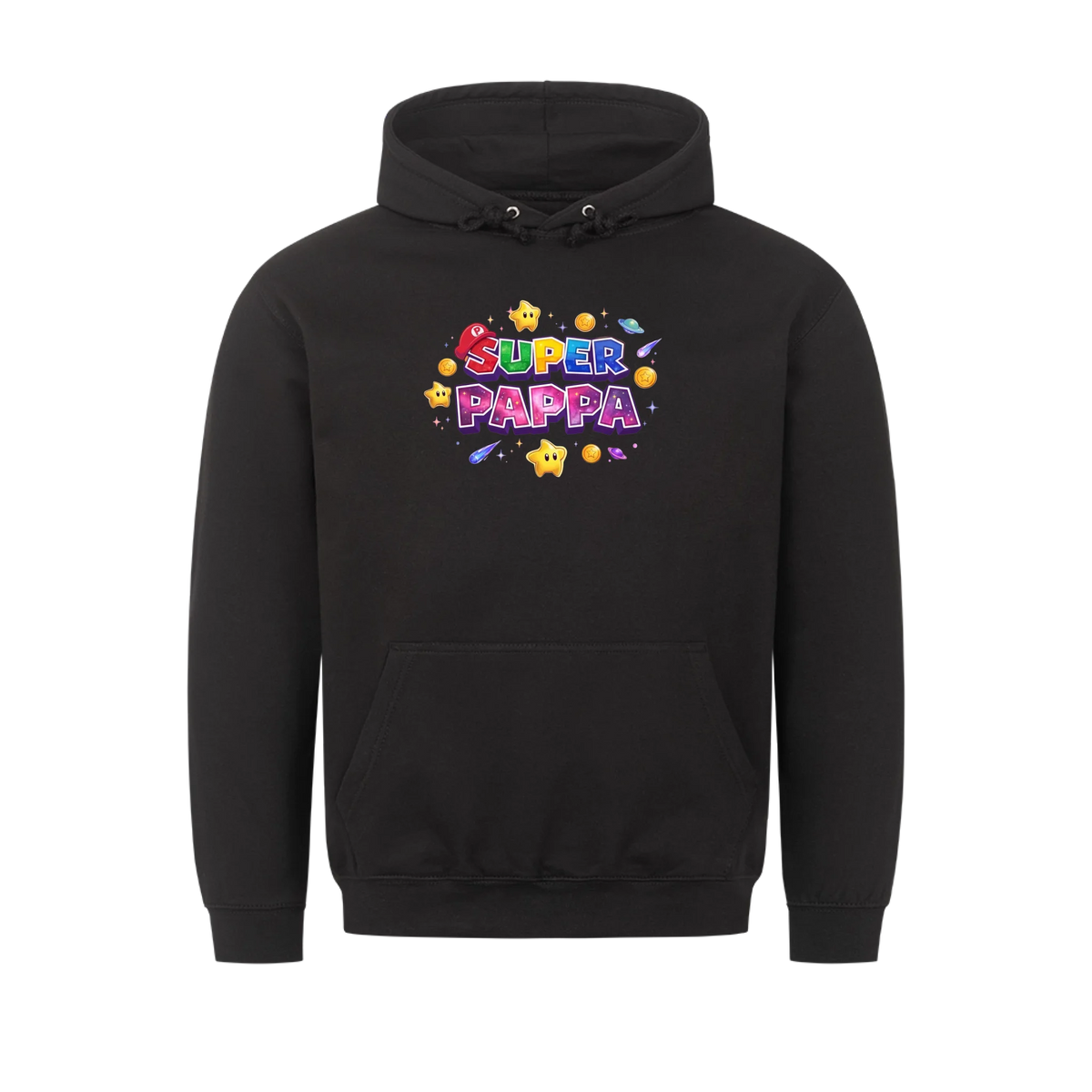 Super Pappa Galaxy t-shirt med barnens namn och figurer. Fars dag present