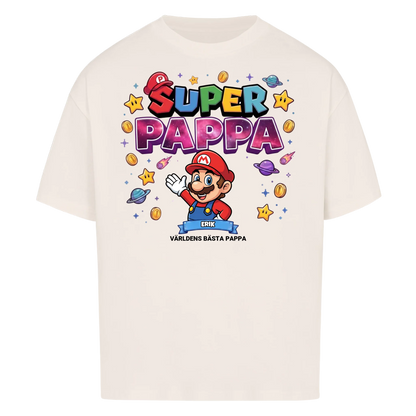 Super Pappa King t-shirt med pappas figur och barnens namn. Fars dag present