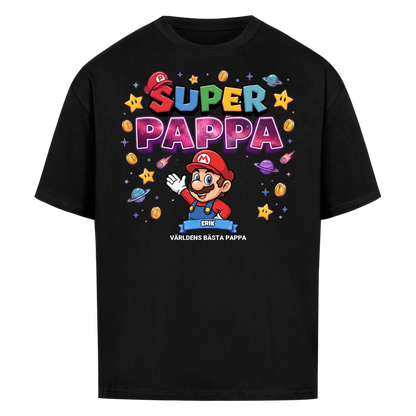 Super Pappa King t-shirt med pappas figur och barnens namn. Fars dag present