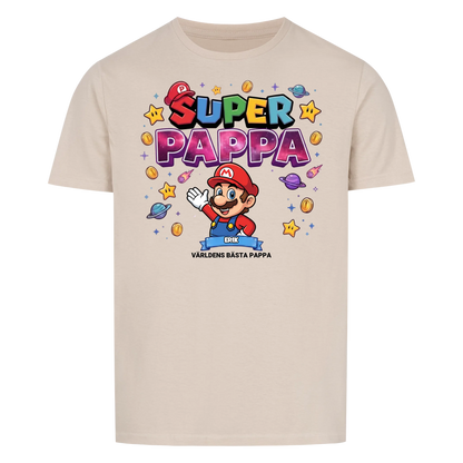 Super Pappa King t-shirt med pappas figur och barnens namn. Fars dag present