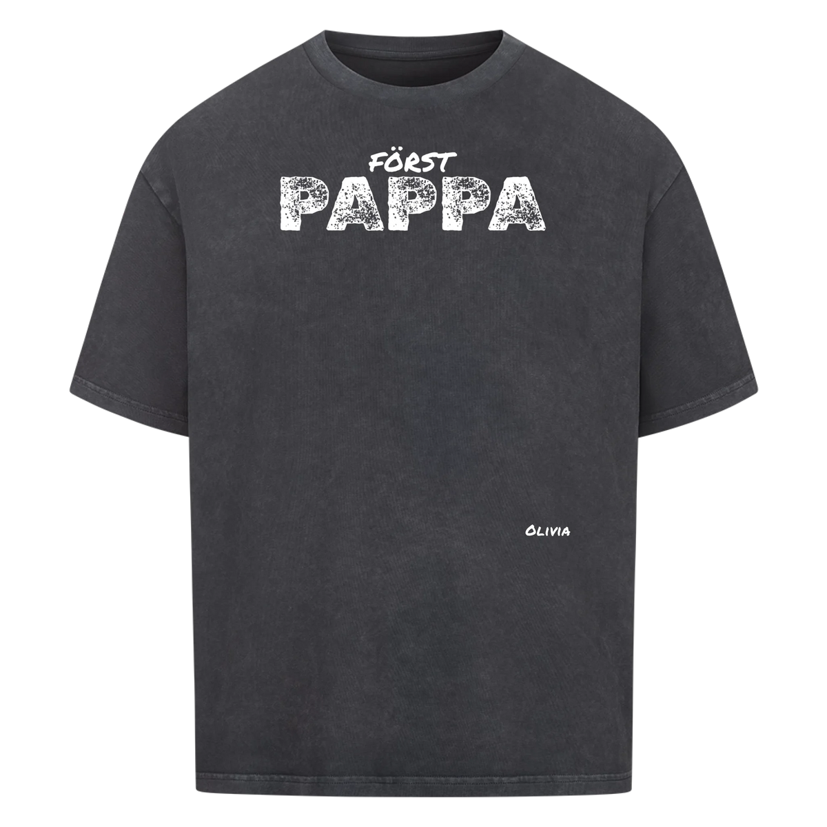 Först pappa nu farfar t-shirt med handavtryck och barnens namn. Fars dag present