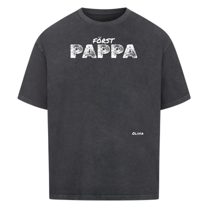 Först pappa nu farfar t-shirt med handavtryck och barnens namn. Fars dag present
