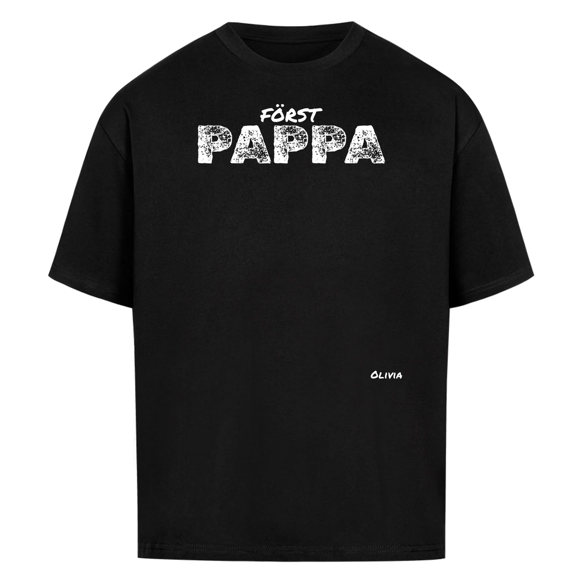 Först pappa nu farfar t-shirt med handavtryck och barnens namn. Fars dag present