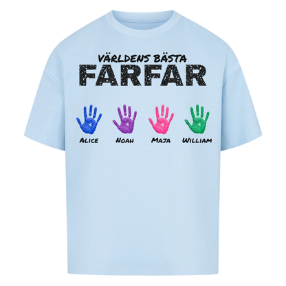 Världens bästa farfar t-shirt med barnbarnens handavtryck och namn. Present till farfar och morfar