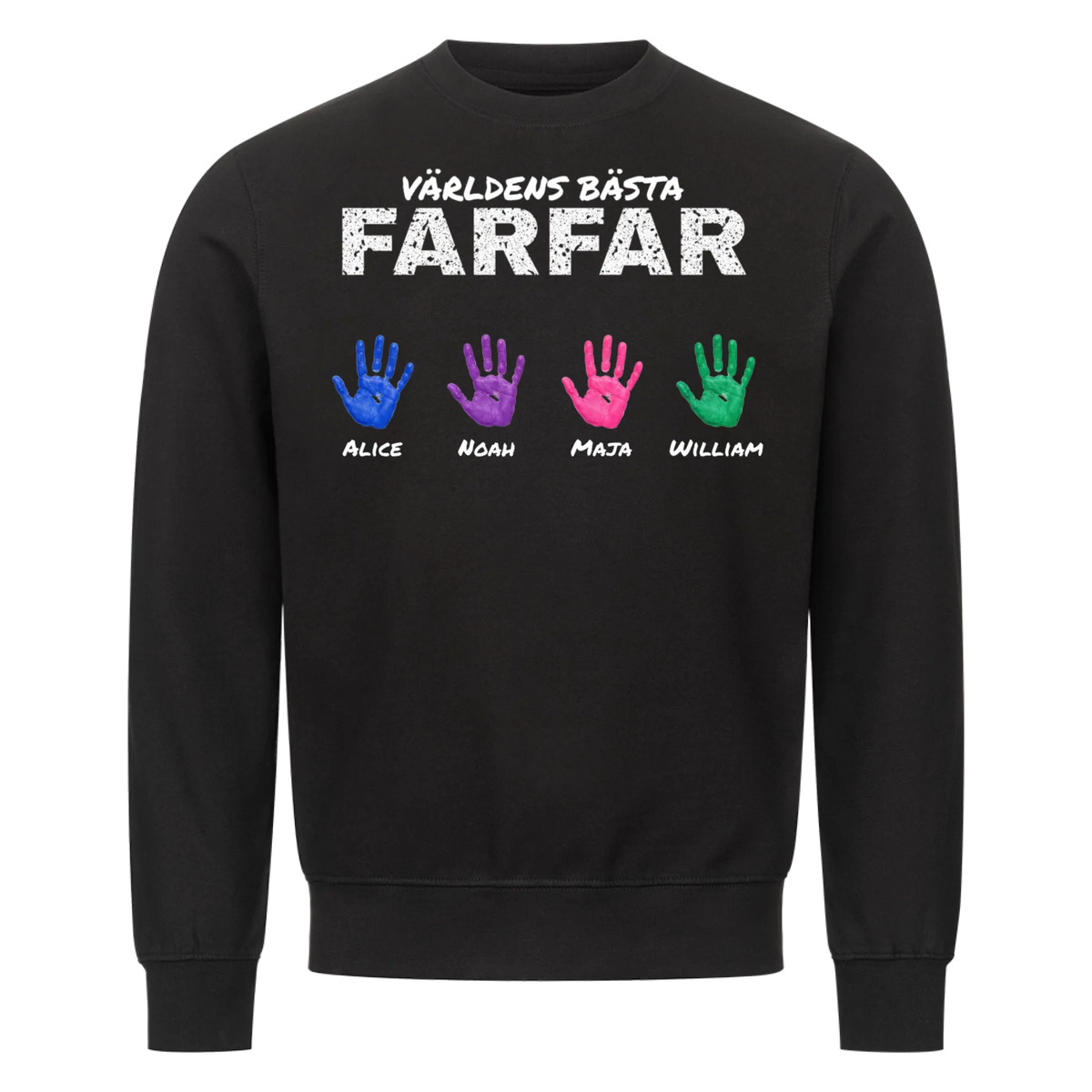Världens bästa farfar t-shirt med barnbarnens handavtryck och namn. Present till farfar och morfar