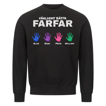 Världens bästa farfar t-shirt med barnbarnens handavtryck och namn. Present till farfar och morfar