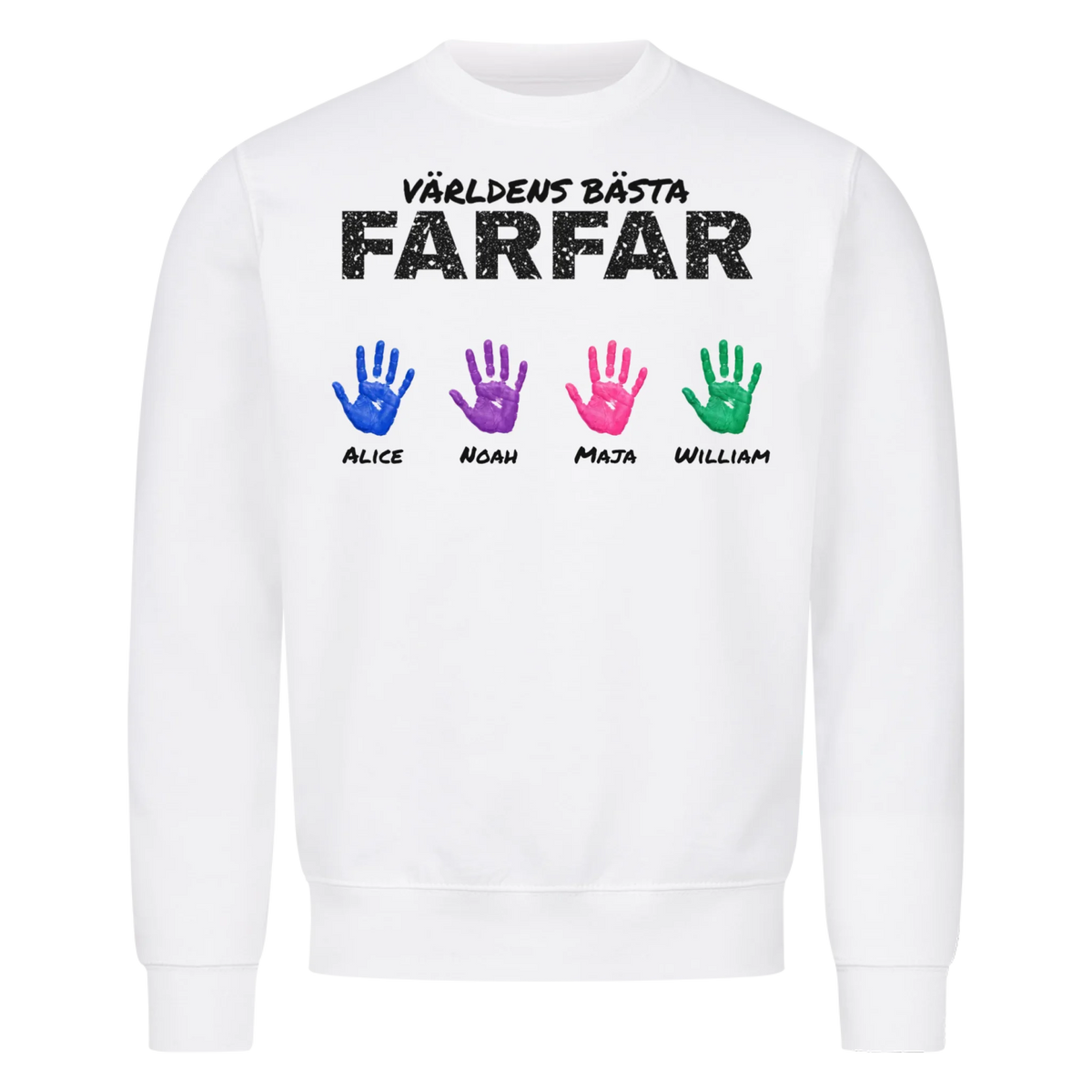 Världens bästa farfar t-shirt med barnbarnens handavtryck och namn. Present till farfar och morfar