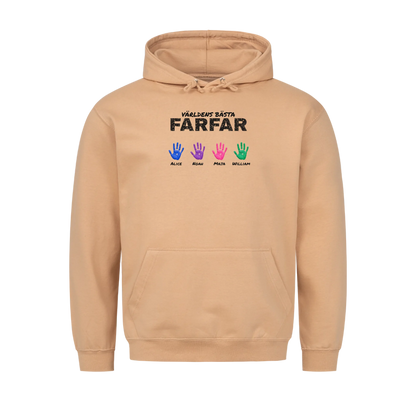 Världens bästa farfar t-shirt med barnbarnens handavtryck och namn. Present till farfar och morfar