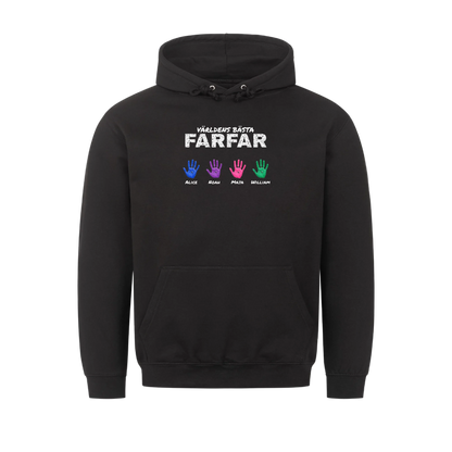 Världens bästa farfar t-shirt med barnbarnens handavtryck och namn. Present till farfar och morfar