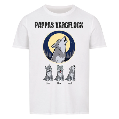 Pappas vargflock t-shirt med barnens namn. Present till pappa, farfar och morfar