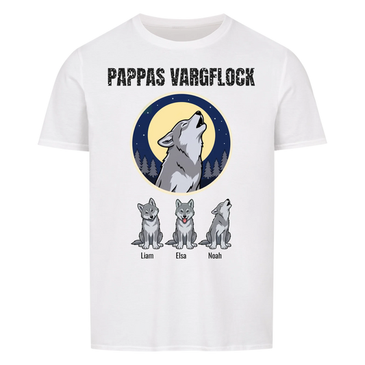 Pappas vargflock t-shirt med barnens namn. Present till pappa, farfar och morfar