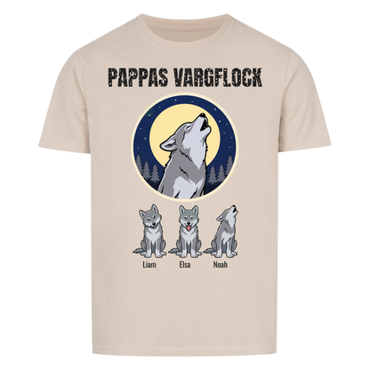 Pappas vargflock t-shirt med barnens namn. Present till pappa, farfar och morfar