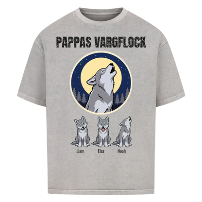 Pappas vargflock t-shirt med barnens namn. Present till pappa, farfar och morfar