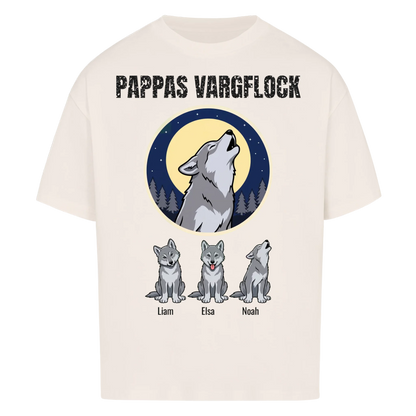 Pappas vargflock t-shirt med barnens namn. Present till pappa, farfar och morfar