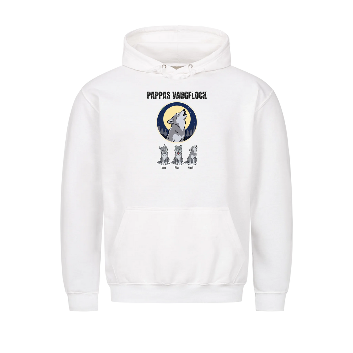 Pappas vargflock t-shirt med barnens namn. Present till pappa, farfar och morfar