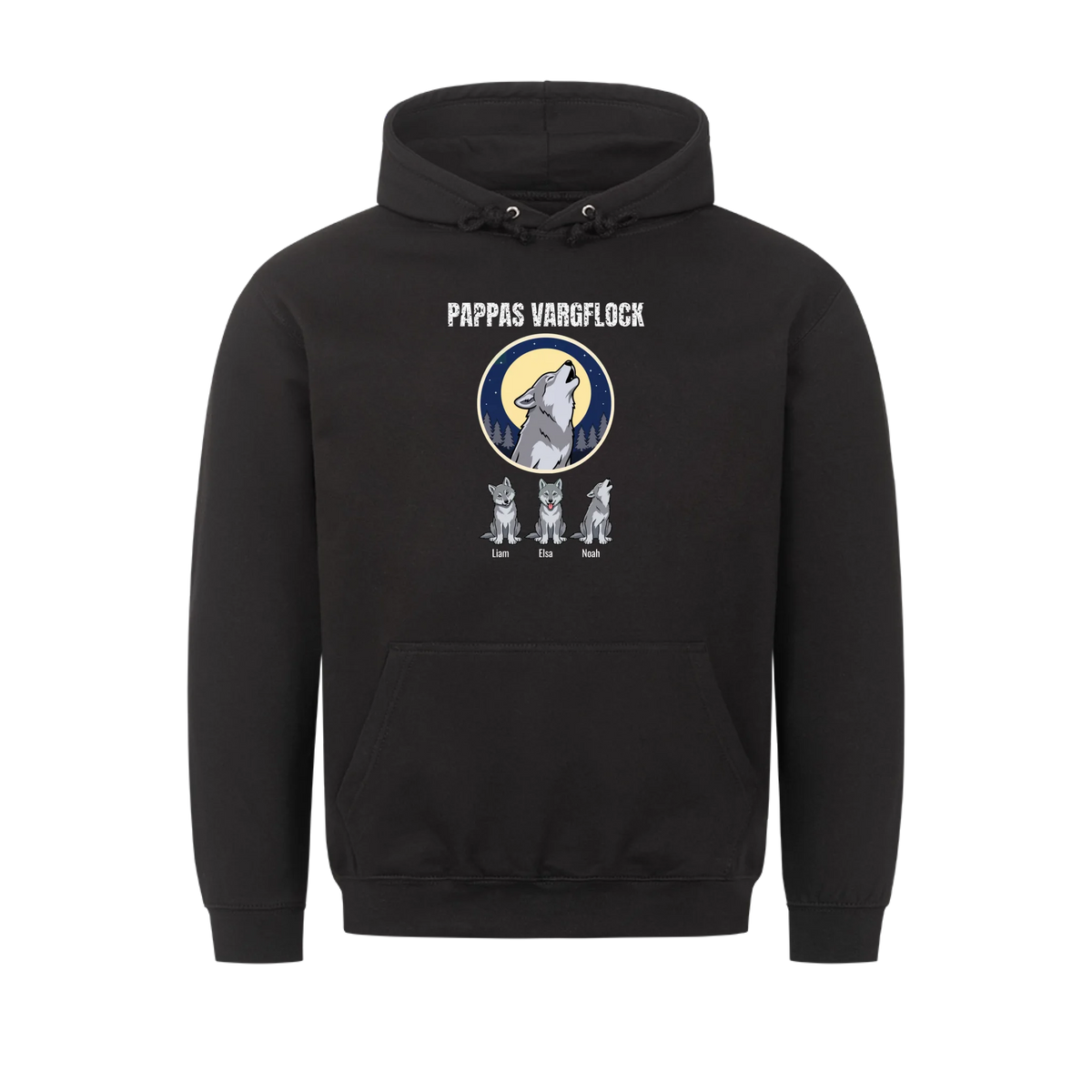 Pappas vargflock t-shirt med barnens namn. Present till pappa, farfar och morfar