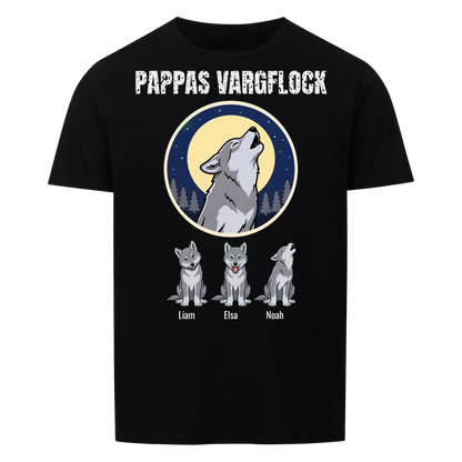 Pappas vargflock t-shirt med barnens namn. Present till pappa, farfar och morfar