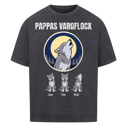 Pappas vargflock t-shirt med barnens namn. Present till pappa, farfar och morfar