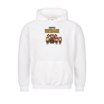 Pappas vikingar t-shirt med barnens namn och figurer. Present till pappa, farfar och morfar