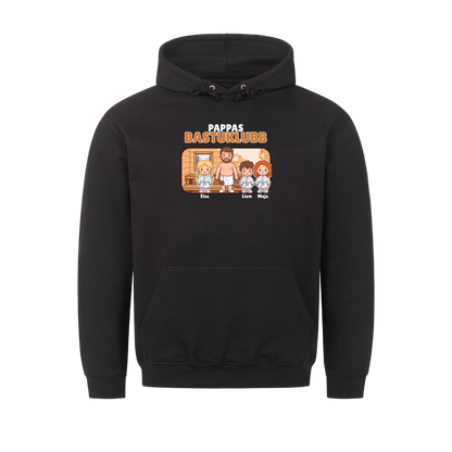 Pappas bastuklubb t-shirt med barnens namn och figurer. Present till pappa, farfar och morfar