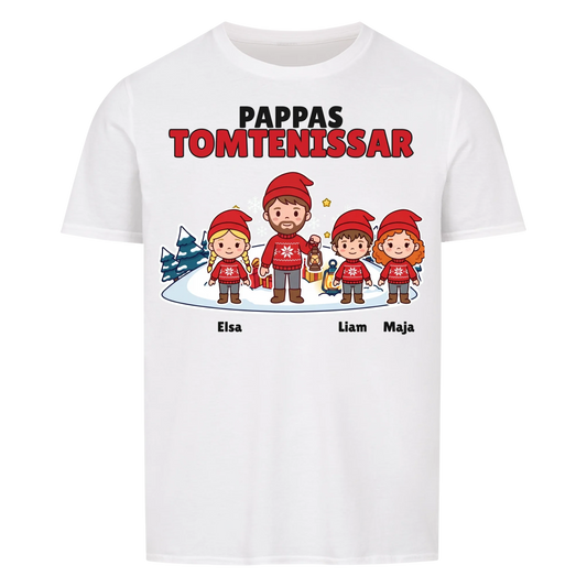 Pappas tomtenissar t-shirt med barnens namn och figurer. Julklapp till pappa, farfar och morfar