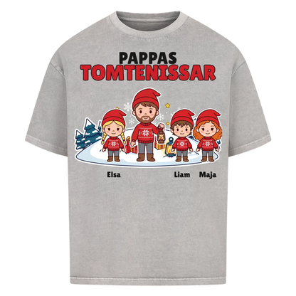 Pappas tomtenissar t-shirt med barnens namn och figurer. Julklapp till pappa, farfar och morfar