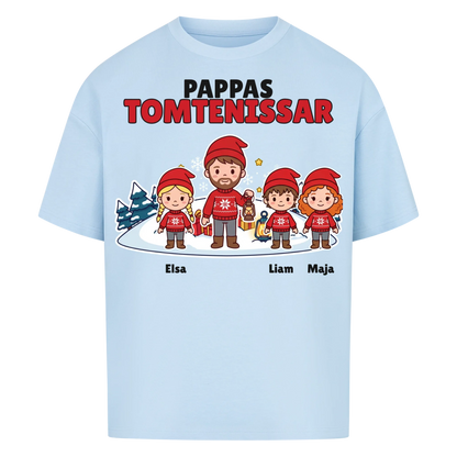 Pappas tomtenissar t-shirt med barnens namn och figurer. Julklapp till pappa, farfar och morfar