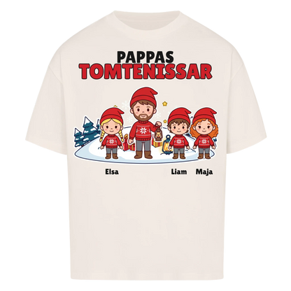 Pappas tomtenissar t-shirt med barnens namn och figurer. Julklapp till pappa, farfar och morfar