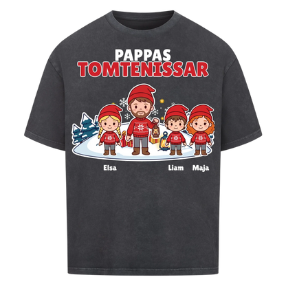 Pappas tomtenissar t-shirt med barnens namn och figurer. Julklapp till pappa, farfar och morfar