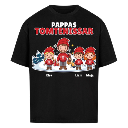 Pappas tomtenissar t-shirt med barnens namn och figurer. Julklapp till pappa, farfar och morfar