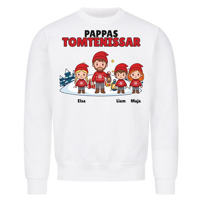 Pappas tomtenissar t-shirt med barnens namn och figurer. Julklapp till pappa, farfar och morfar
