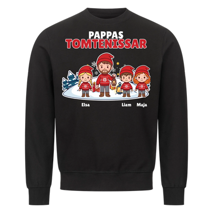 Pappas tomtenissar t-shirt med barnens namn och figurer. Julklapp till pappa, farfar och morfar