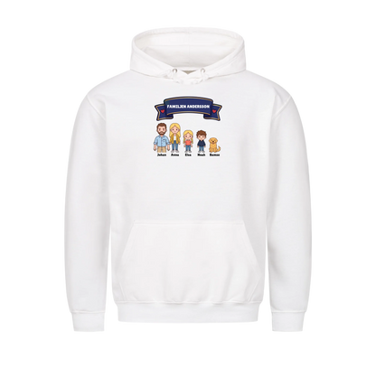 Familjen t-shirt med efternamn, figurer och namn på hela familjen. Personlig present